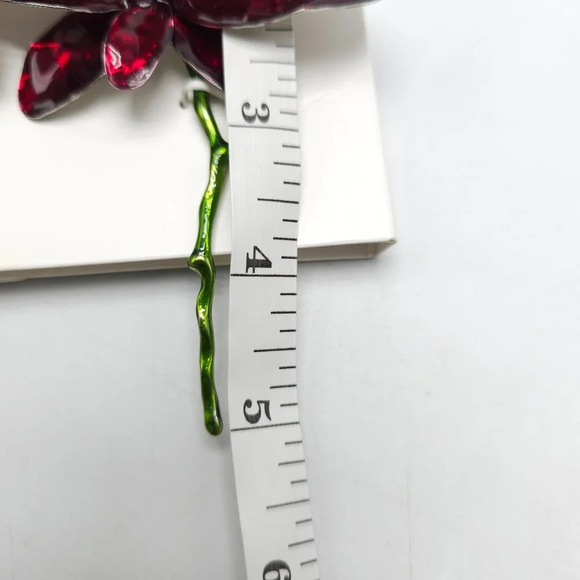 ZARA NWT SS24 ENAMELLED FLORAL EARRINGS RED FLOWERS 1011/008 READ ME - Picture 5 of 6